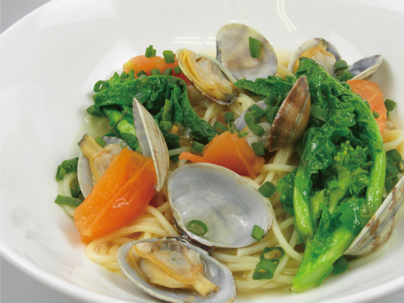 あさりと春野菜のスープパスタ