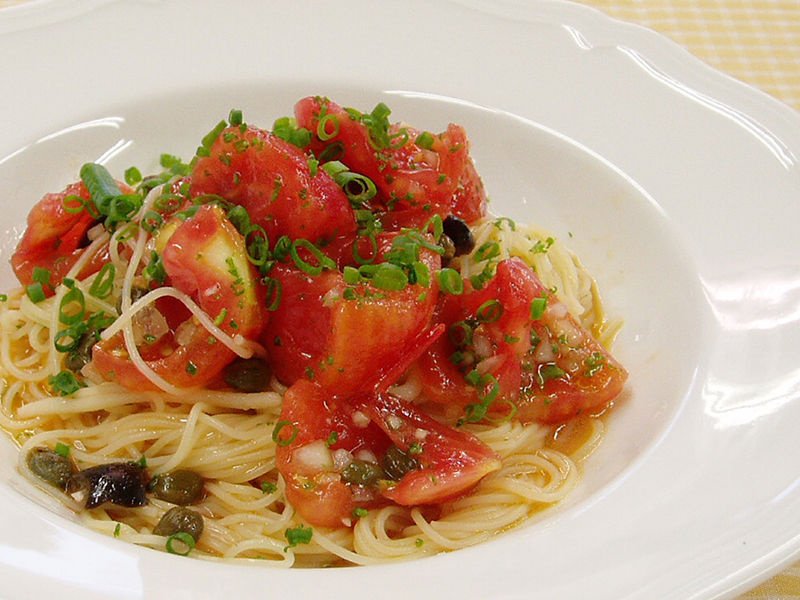 完熟トマトの冷製パスタ